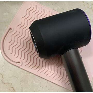 Heat Resistant Silicone Travel Mat for Curling Irons, Flat Irons, Hot Tools - 9"x6" - for Small or Large Vanities - Blush Pink