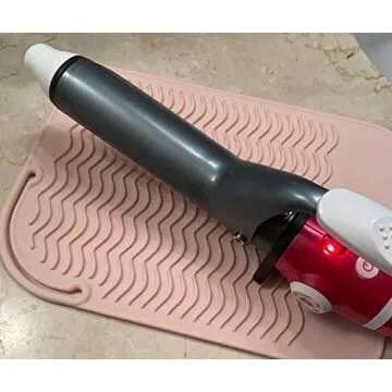 Heat Resistant Silicone Travel Mat for Curling Irons, Flat Irons, Hot Tools - 9"x6" - for Small or Large Vanities - Blush Pink
