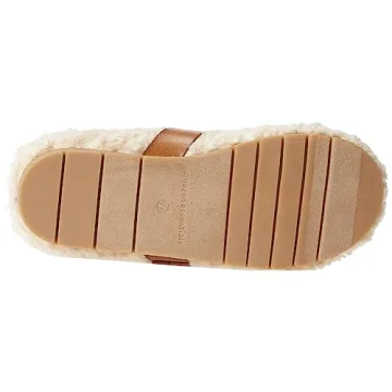 Amazon Essentials Women's Backless Shearling Memory Foam Mule, Ivory Tan Shearling, 7.5