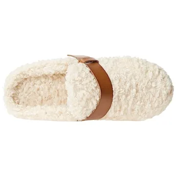 Amazon Essentials Women's Backless Shearling Memory Foam Mule, Ivory Tan Shearling, 7.5