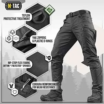 M-Tac Conquistador Flex Tactical Pants - Military Style Men's Cargo Pants with Pockets (Black, W40 / L36)