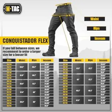 M-Tac Conquistador Flex Tactical Pants - Military Style Men's Cargo Pants with Pockets (Black, W40 / L36)