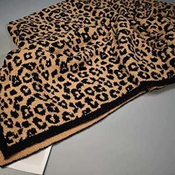 Jazzco Fluffy Leopard Knitted Throw Blanket Fringe Lightweight Cozy Bed Blanket Soft Throw Blanket fit Couch Sofa Suitable for All Season,Leopard
