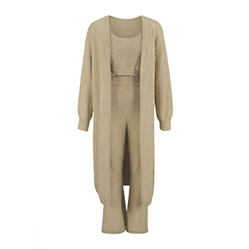 Fixmatti Women Fuzzy Fleece 3 Piece Pajama Set Cozy Style