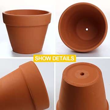 Brajttt Clay Pots for Plants - With Drainage Hole, Pack of 4