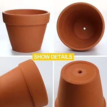 Brajttt Clay Pots for Plants - With Drainage Hole, Pack of 4