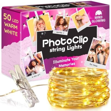 50 LED Warm White Fairy Lights with Photo Clips 16.4 ft