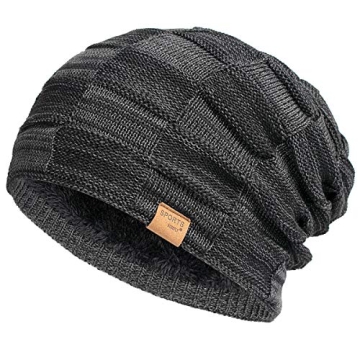 Warm Black Slouchy Beanie for Men - Vgogfly