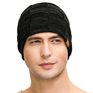 Warm Black Slouchy Beanie for Men - Vgogfly