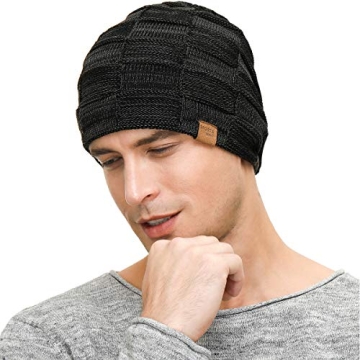 Warm Black Slouchy Beanie for Men - Vgogfly
