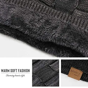 Warm Black Slouchy Beanie for Men - Vgogfly