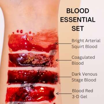 Mehron Makeup Blood Essential Kit | 4 Piece Halloween & Special FX Blood Set Includes 3D Gel (.5oz),...