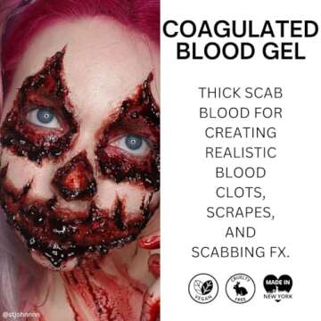 Mehron Makeup Blood Essential Kit | 4 Piece Halloween & Special FX Blood Set Includes 3D Gel (.5oz), Coagulated (.5oz), Squirt in Bright Arterial(2 oz), and Stage in Dark Venous(1oz)