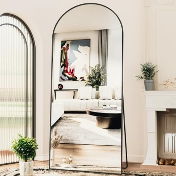 Antok Arched Full Length Mirror, 76"x34" Arched Floor Mirror, Glassless Mirror Full Length with Stan...