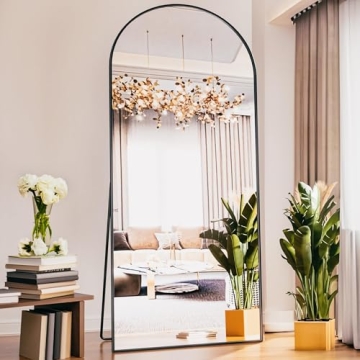 Antok Arched Full Length Mirror, 76"x34" Arched Floor Mirror, Glassless Mirror Full Length with Stand, Floor Mirror Freestanding, Wall Mounted Mirror for Bedroom Living Room, Black