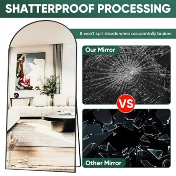 Antok Arched Full Length Mirror, 76"x34" Arched Floor Mirror, Glassless Mirror Full Length with Stand, Floor Mirror Freestanding, Wall Mounted Mirror for Bedroom Living Room, Black