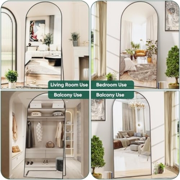 Antok Arched Full Length Mirror, 76"x34" Arched Floor Mirror, Glassless Mirror Full Length with Stand, Floor Mirror Freestanding, Wall Mounted Mirror for Bedroom Living Room, Black