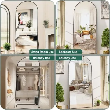 Antok Arched Full Length Mirror, 76"x34" Arched Floor Mirror, Glassless Mirror Full Length with Stand, Floor Mirror Freestanding, Wall Mounted Mirror for Bedroom Living Room, Black