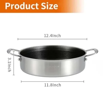 DELARLO 6QT Tri-Ply Stainless Steel Sauté Pan