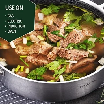 DELARLO 6QT Tri-Ply Stainless Steel Sauté Pan