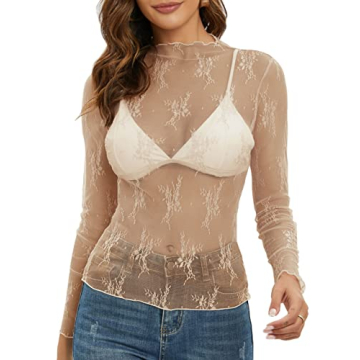 Stylish MEROKEETY Mesh Layering Top for Women