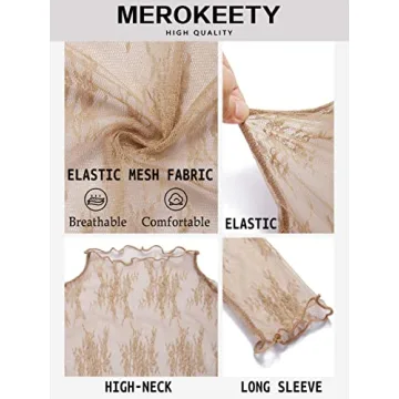 Stylish MEROKEETY Mesh Layering Top for Women
