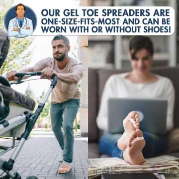Dr. Frederick's Original Gel Toe Spreaders - 2 ct - Soft Toe Spacers for Bunions & Overlapping Toes - Pain Relief Orthotic for Men & Women - One Size