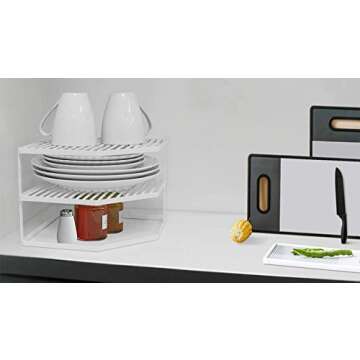 TIDY WISE SIMPLE ORGANIZING SOLUTIONS 3-Tier Corner Shelf Counter and Cabinet Organizer, White