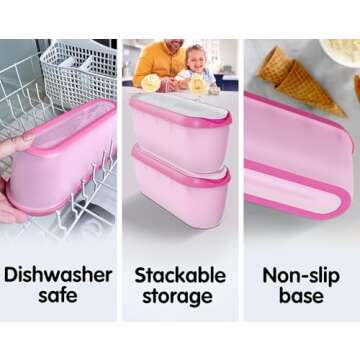 Set of 5 Ice Cream Containers - Durable & Versatile Storage