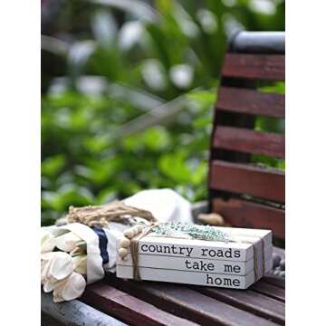 Lavender Inspired Decorative Books for Home Decor| Boho Chic Coffee Table Books Decor|Set of 3 Faux Books Stack for Fireplace Mantle Decoration| Entryway Table Decor| Farmhouse Living Room Decor|