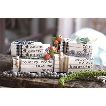 Lavender Inspired Decorative Books for Home Decor| Boho Chic Coffee Table Books Decor|Set of 3 Faux Books Stack for Fireplace Mantle Decoration| Entryway Table Decor| Farmhouse Living Room Decor|