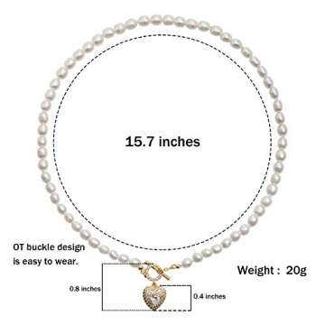 Cowlyn Heart Pearl Necklace - 14K Gold Plated Pendant for Women