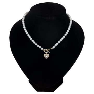 Cowlyn Heart Pearl Necklace - 14K Gold Plated Pendant for Women