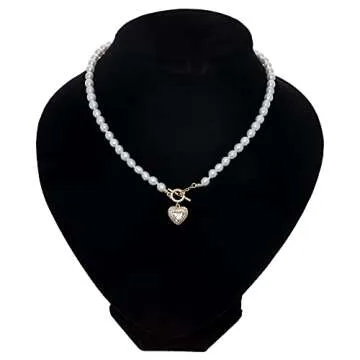 Cowlyn Heart Pearl Necklace - 14K Gold Plated Pendant for Women