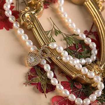 Cowlyn Heart Pearl Necklace - 14K Gold Plated Pendant for Women