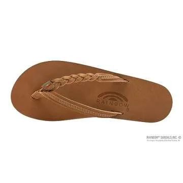 Rainbow Sandals Women's Flirty Braidy Premier Leather w/Single Braided Strap, Cafe, Ladies X-Large / 8.5-9.5 B(M) US