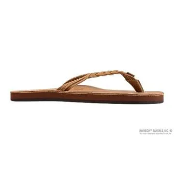 Rainbow Sandals Women's Flirty Braidy Premier Leather w/Single Braided Strap, Cafe, Ladies X-Large / 8.5-9.5 B(M) US