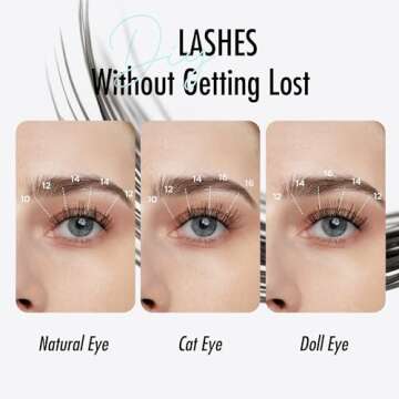 BEYELIAN Lash Clusters, 144 Pcs D+ Curl Individual Cluster Lashes False Eyelashes Extension Natural Look Reusable Glue Bonded Black Super Thin Band DIY Eyelash Extension 10-16mm (StyleC10)