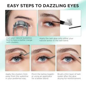 BEYELIAN Lash Clusters, 144 Pcs D+ Curl Individual Cluster Lashes False Eyelashes Extension Natural Look Reusable Glue Bonded Black Super Thin Band DIY Eyelash Extension 10-16mm (StyleC10)