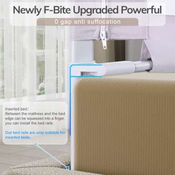 omzer Bed Rail for Toddlers - Baby Bed Guard Rail with Double Child Lock, Safety Bedrail for Children Kids with Pattern, Infants Height Adjustment Guardrail for Full Queen King Size - 1 Pack, 78.74”