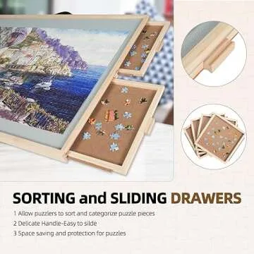 ALL4JIG 2-in-1 Tilting & Rotating Puzzle Board for Adults Gifts, Wooden Jigsaw Puzzle Table with 4 Drawers, Portable Puzzle Table with Lazy Susan and Cover, 26.4" x 34.4" for 1500 Pieces