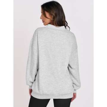 ANRABESS Womens Oversized V Neck Sweatshirt Fleece Long Sleeve Hoodies Pullover Comfy Top Outfits 2024 Teen Preppy Clothes Large Light Gray