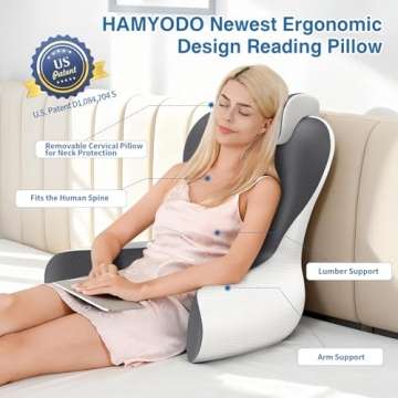 HAMYODO Reading Pillow - 22" Back Support for Bed, Sofa & More