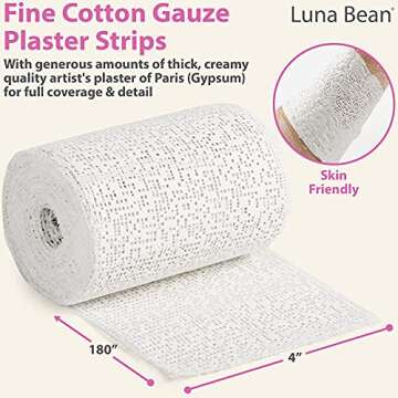 Plaster Cloth 1 Pack - Paper Mache for Sculptamold, Sculptures - Plaster of Paris for Crafts & Arts Projects (4'' X 180'')