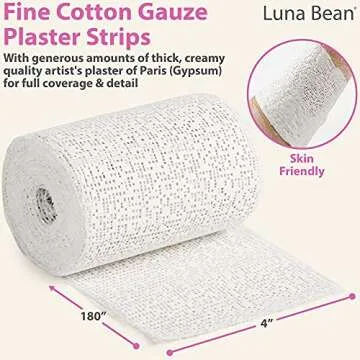 Plaster Cloth 1 Pack - Paper Mache for Sculptamold, Sculptures - Plaster of Paris for Crafts & Arts Projects (4'' X 180'')