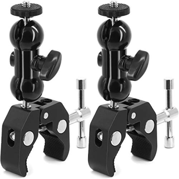 2Pack Camera Clamp Mount with Flexible Double Ballhead