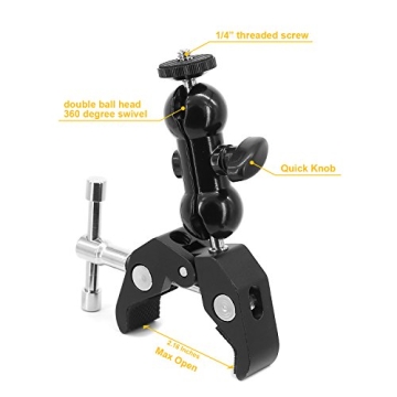 2Pack Camera Clamp Mount with Flexible Double Ballhead