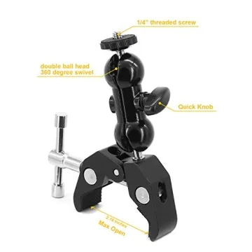 2Pack Camera Clamp Mount with Flexible Double Ballhead