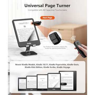 Fuloview Remote Control Page Turner for Kindle Paperwhite Kobo eReaders, Page Turner Clicker with Wireless Remote Compatible with iPad, Tablets, Cellphones