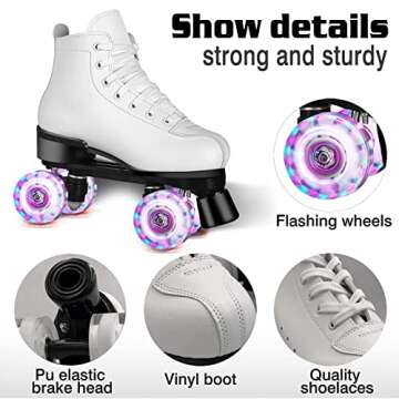 Perzcare Roller Skate Shoes Unisex Classic PU Leather Skates
